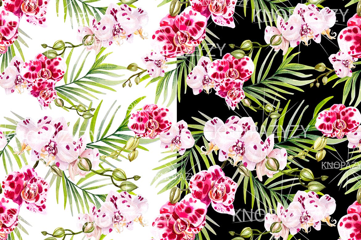 手绘水彩花卉叶子图案素材 Hand Drawn Watercolor 14 PATTERNS 图片素材 sucaiwan.com