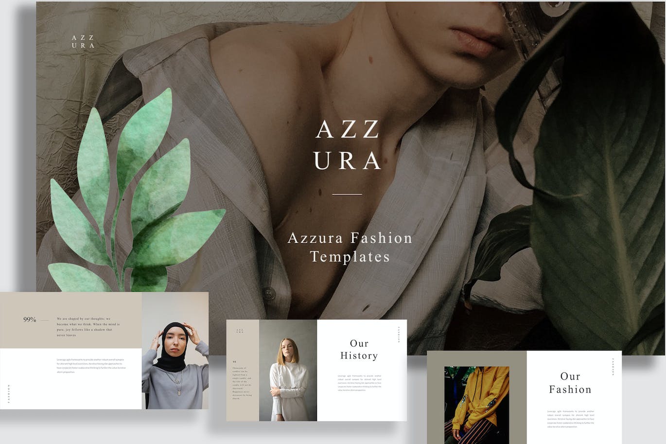 Lookbook时装图册谷歌幻灯片创意模板 Azzura Lookbook Google Slides 幻灯图表 sucaiwan.com