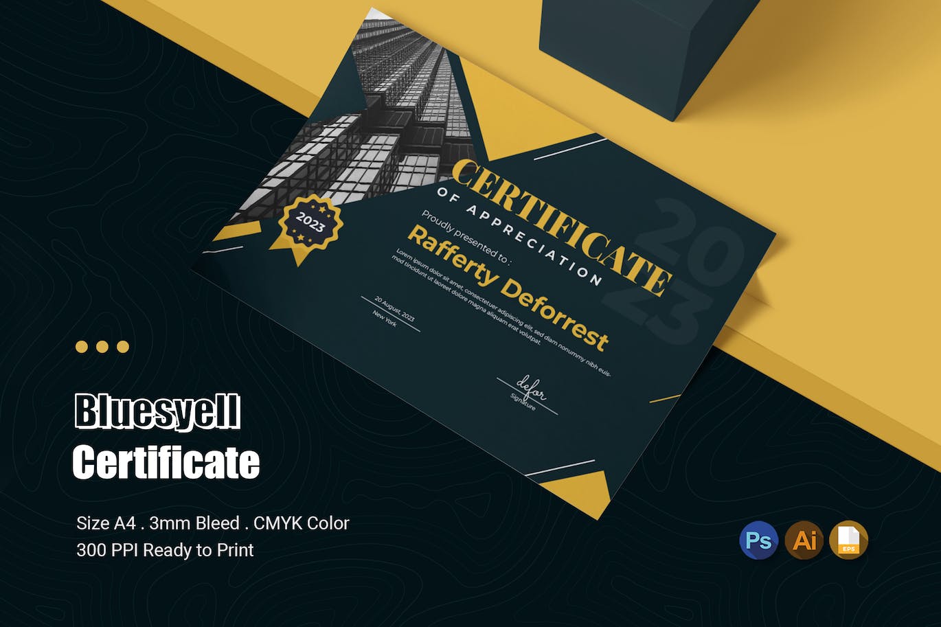 奖励成就证书设计模板 Bluesyell Certificate 设计素材 sucaiwan.com