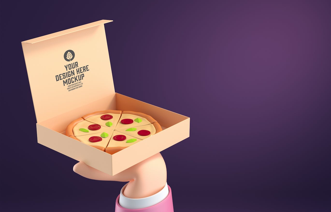 卡通快餐食品外卖包装样机图psd素材 Set Cartoon Fast Food Mockup 样机素材 sucaiwan.com