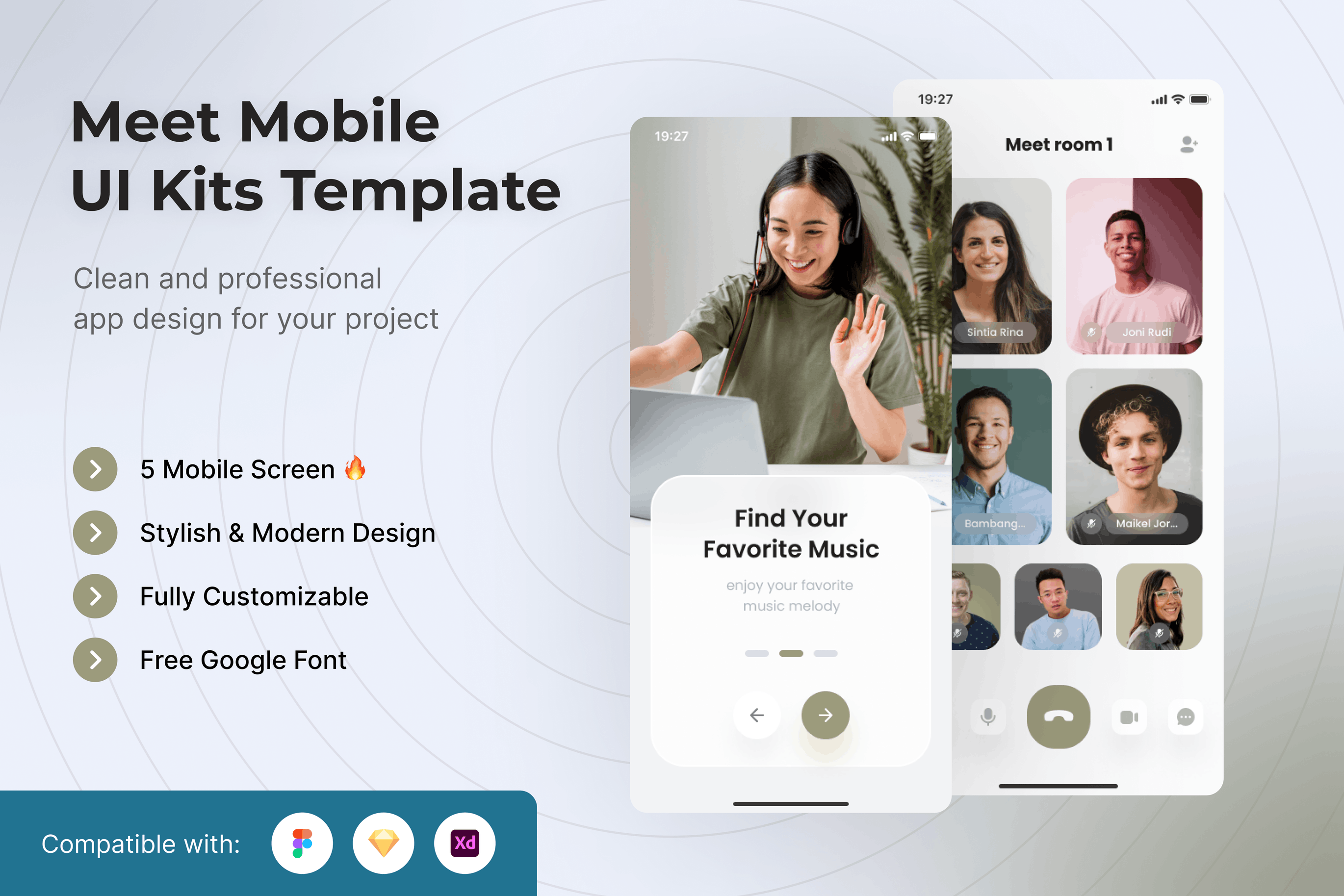 社交约会App移动应用UI套件模板 Meet Mobile App UI Kits Template APP UI sucaiwan.com