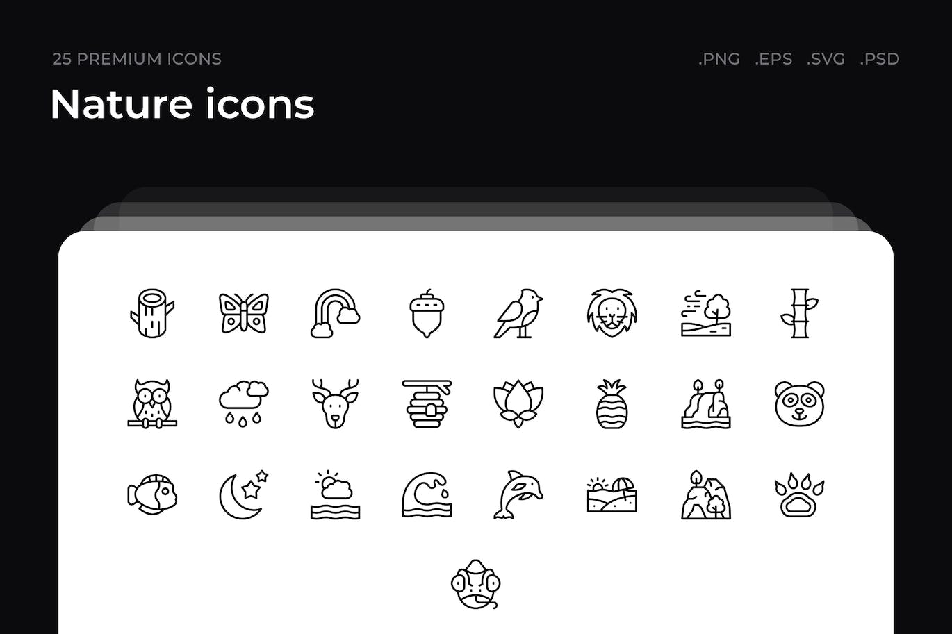 25枚自然主题简约线条矢量图标 Nature icons 图标素材 sucaiwan.com