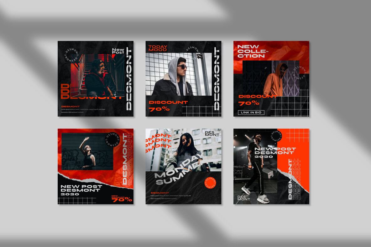 潮流现代橘色社交撕纸竖屏错版文字PSD模板 Desmont – Instagram Template 设计素材 第2张-素材湾丨精选海外优质设计素材资源 潮流现代橘色社交撕纸竖屏错版文字PSD模板 Desmont – Instagram Template 设计素材 sucaiwan.com