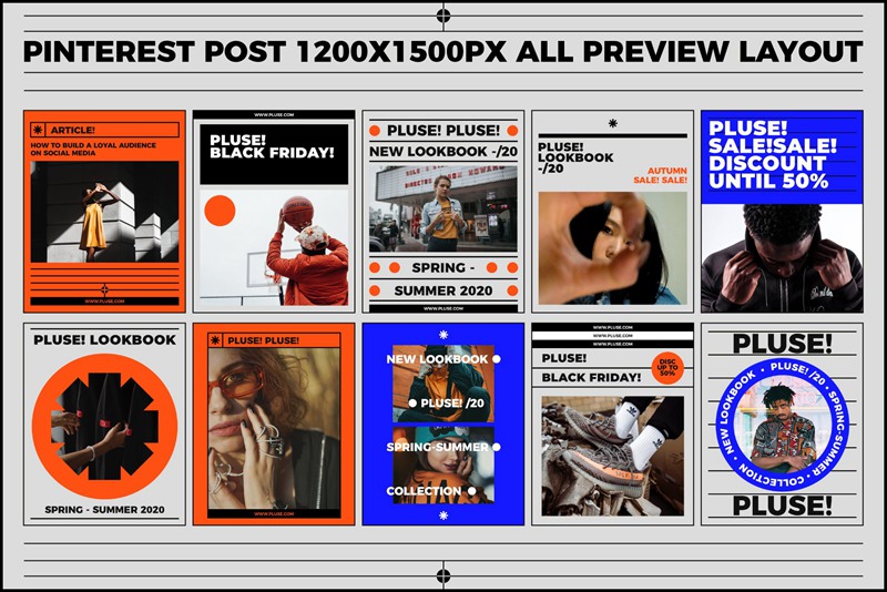 PLUSE! 大胆新潮现代抽象简约时髦错版文字社交媒体PSD模板 图片素材 第12张-素材湾丨精选海外优质设计素材资源 PLUSE! 大胆新潮现代抽象简约时髦错版文字社交媒体PSD模板 图片素材 sucaiwan.com