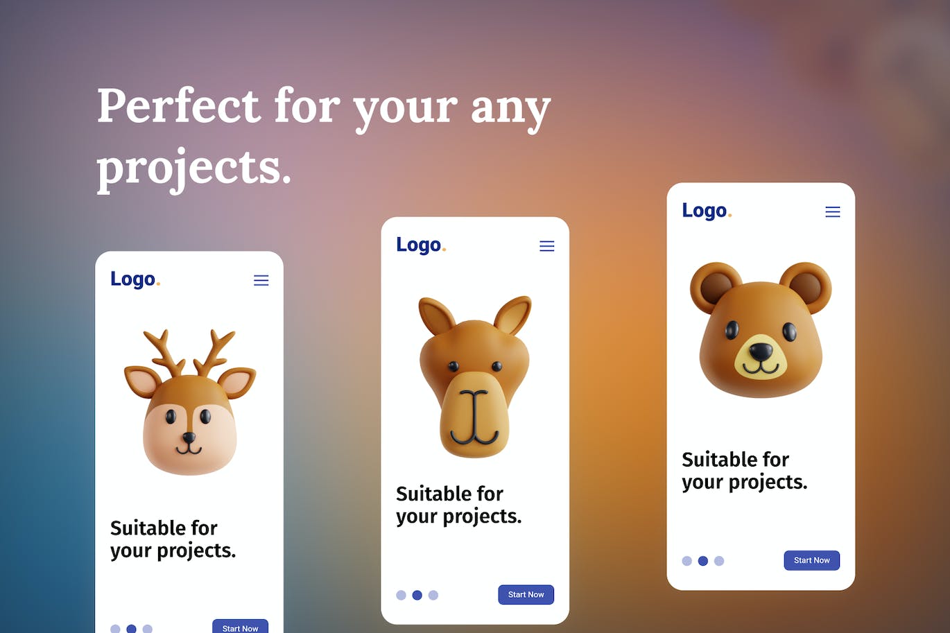 3D动物头像图标集v1 Animals V.1 3D Icon Set 图标素材 sucaiwan.com