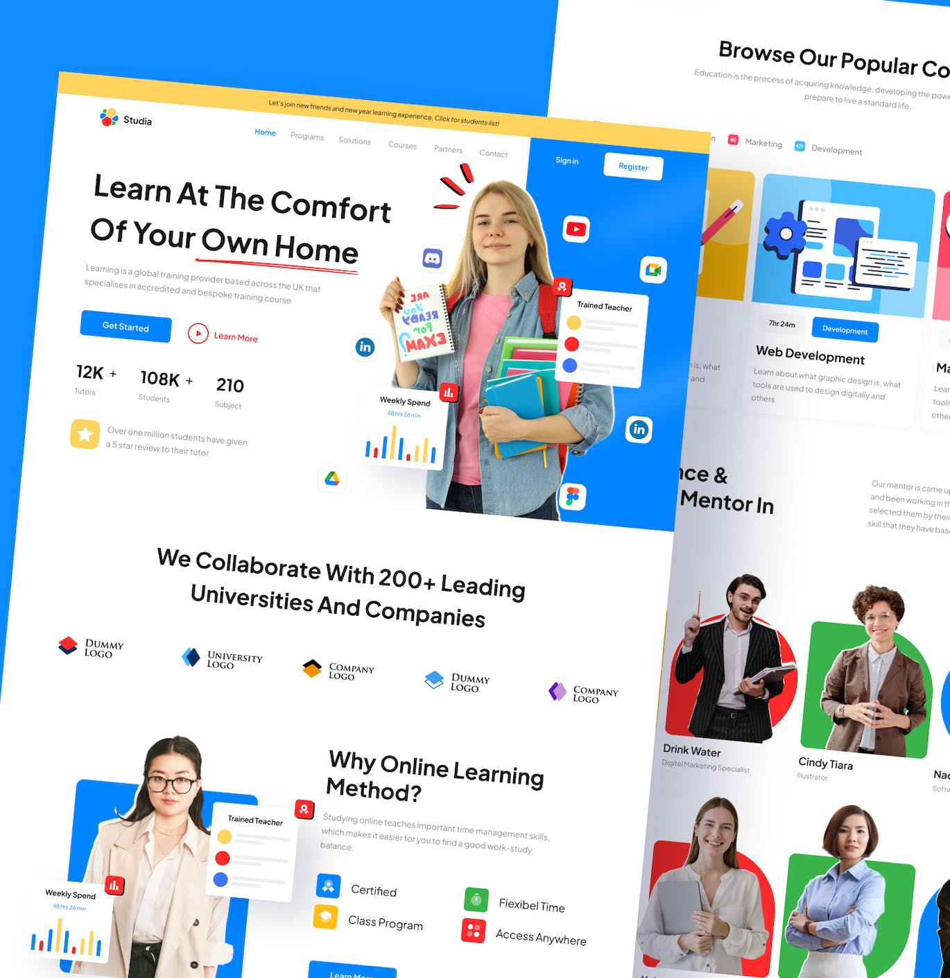 在线课程教育网站着陆页fig模板 Studia – Online Course Landing Page APP UI sucaiwan.com