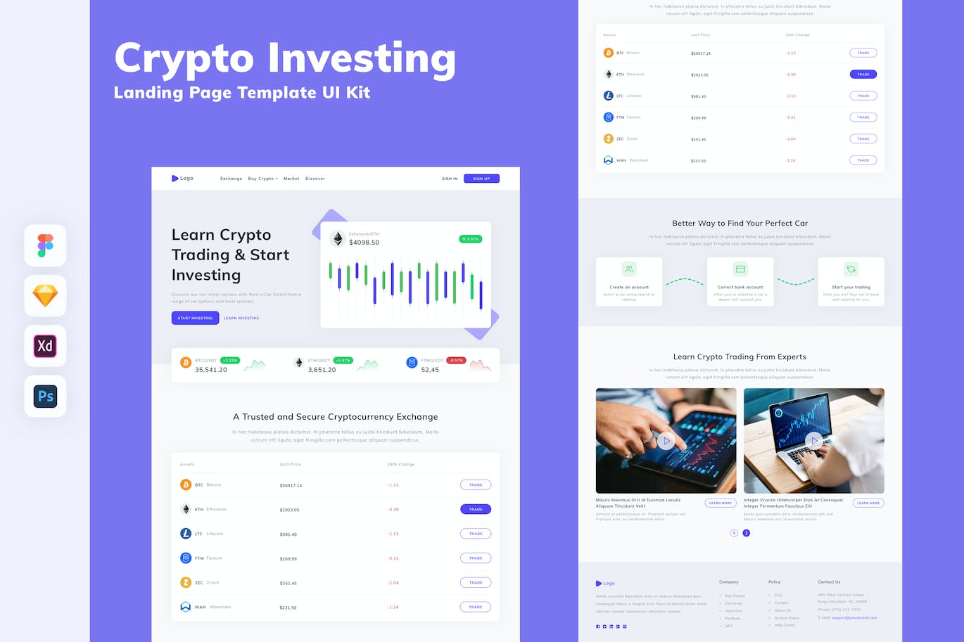 加密货币投资网站着陆页模板UI套件 Crypto Investing Landing Page Template UI Kit APP UI sucaiwan.com