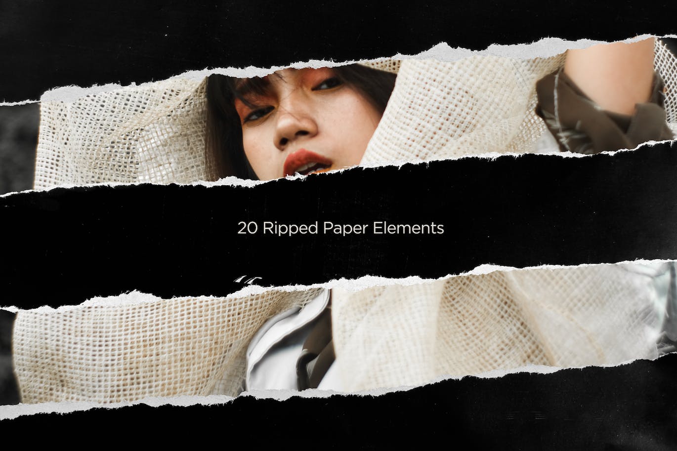 20张撕碎黑纸元素照片叠层素材 20 Ripped Paper Elements 图片素材 sucaiwan.com