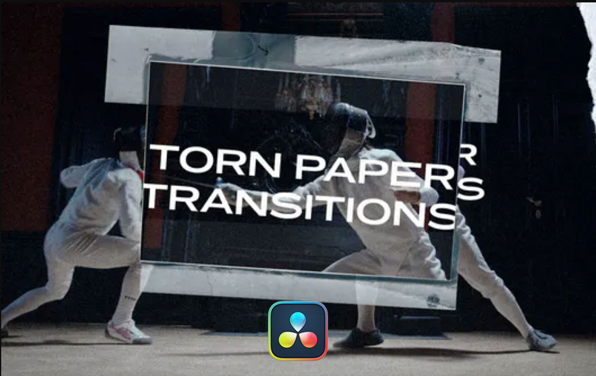 达芬奇模板：创意新潮复古手工撕纸拼贴画过渡转场+音效素材 插件预设 sucaiwan.com