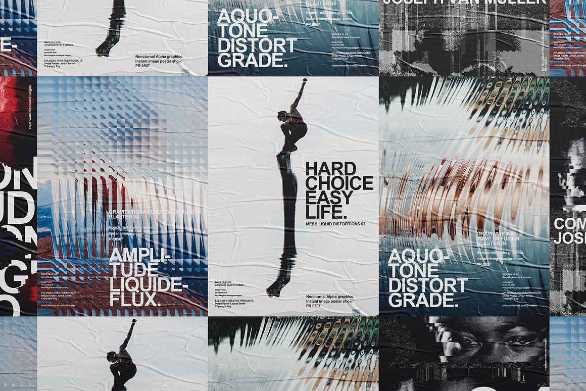20个抽象扭曲故障主视觉海报图片设计效果PSD样式模板 Evlogiev – Distort Image Poster 样机素材 sucaiwan.com