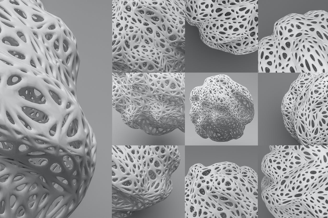 白色有机网状抽象背景 Organic Mesh Abstract Backgrounds 图片素材 sucaiwan.com