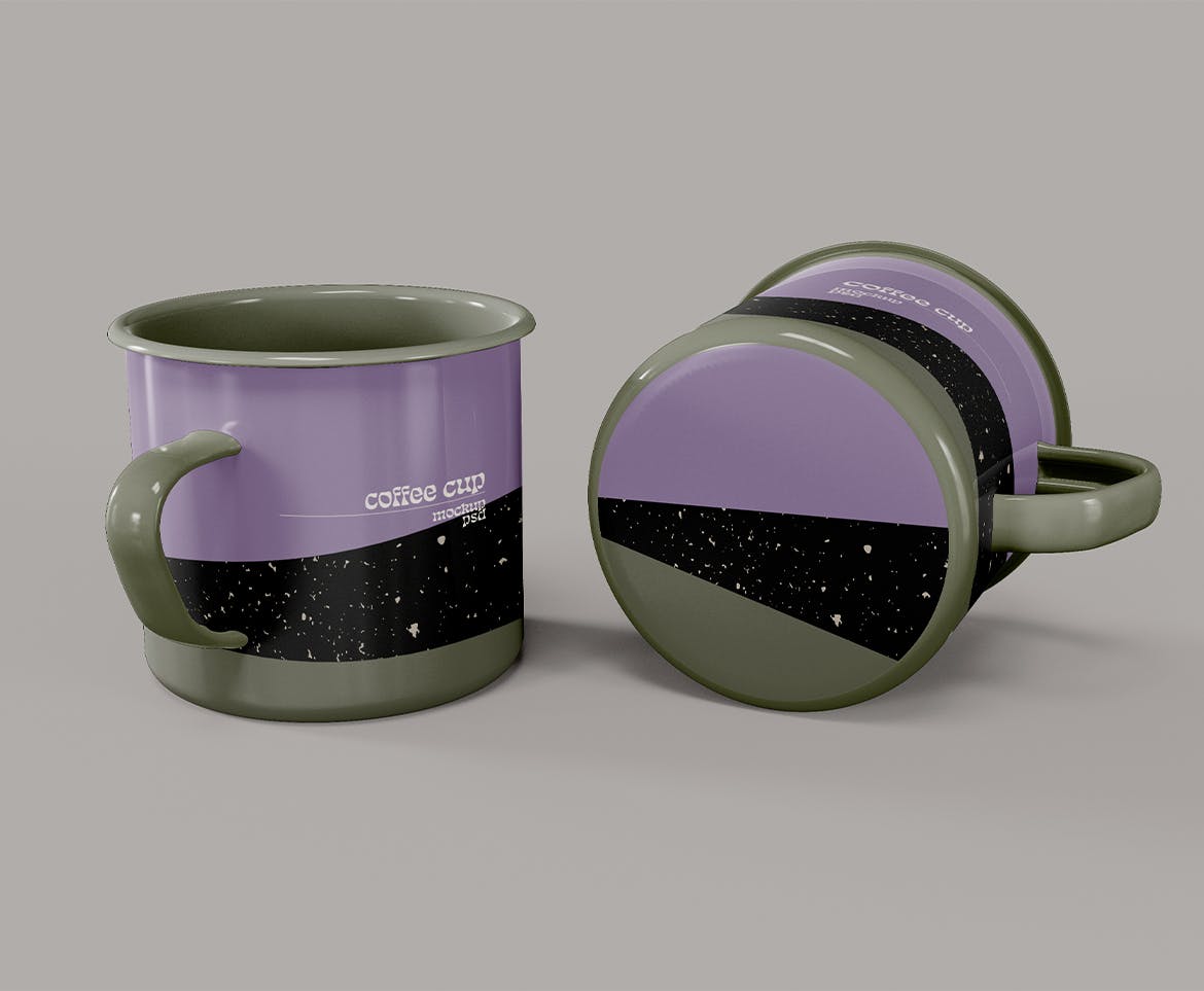 搪瓷马克杯设计样机图psd模板 Mugs Mockup 样机素材 sucaiwan.com