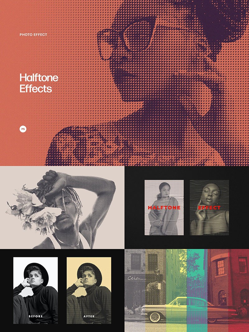 16款波普艺术半色调纹理图层样式PSD 图片素材 sucaiwan.com