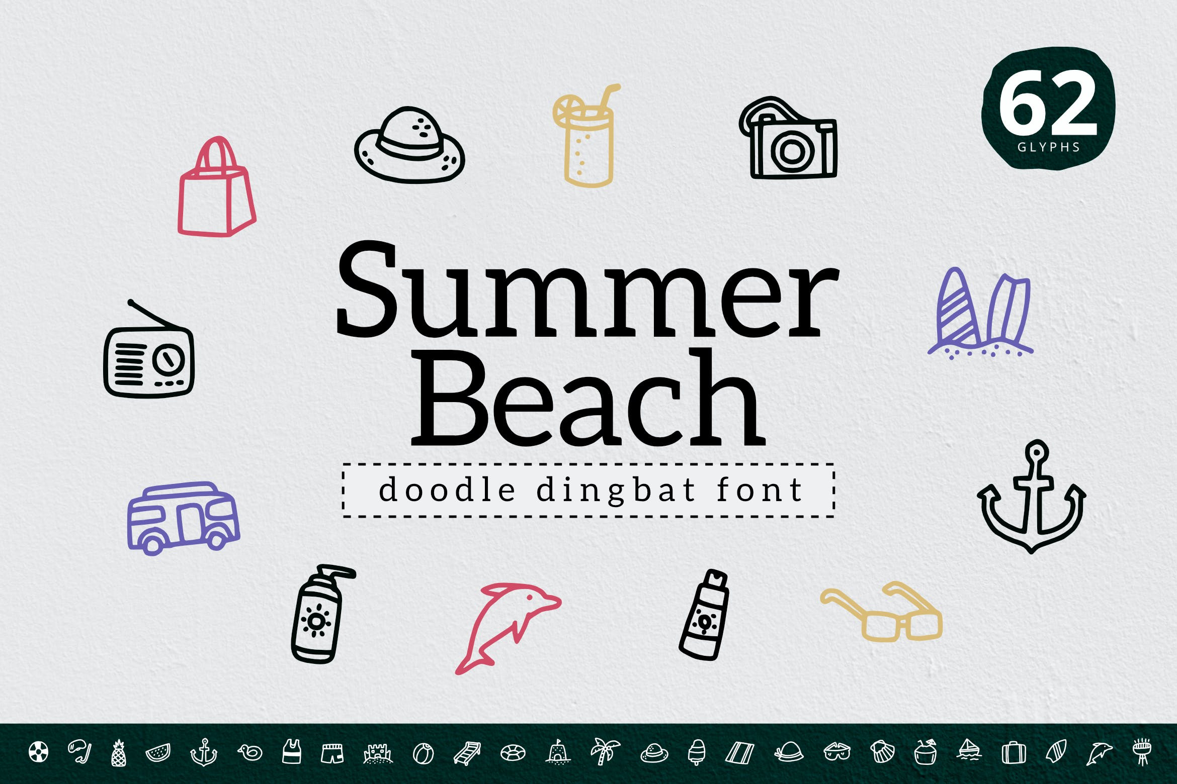 夏日海滩装饰元素字体 Summer Beach Dingbat 设计素材 sucaiwan.com