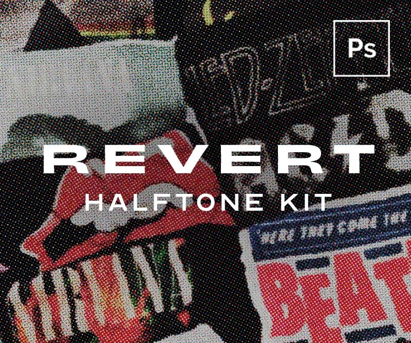 潮流复古半调照片处理特效PS动作套件 Revert Halftone Kit . sucaiwan.com