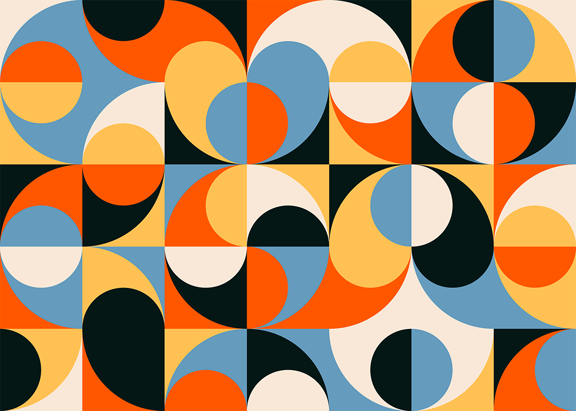 包豪斯风格圆圈背景 Background Circles Bauhaus Style 图片素材 sucaiwan.com