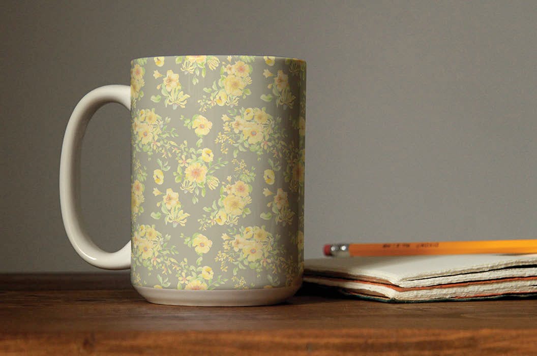 阳光黄色花卉水彩图案 Sunshine Yellow Watercolor Patterns 图片素材 sucaiwan.com