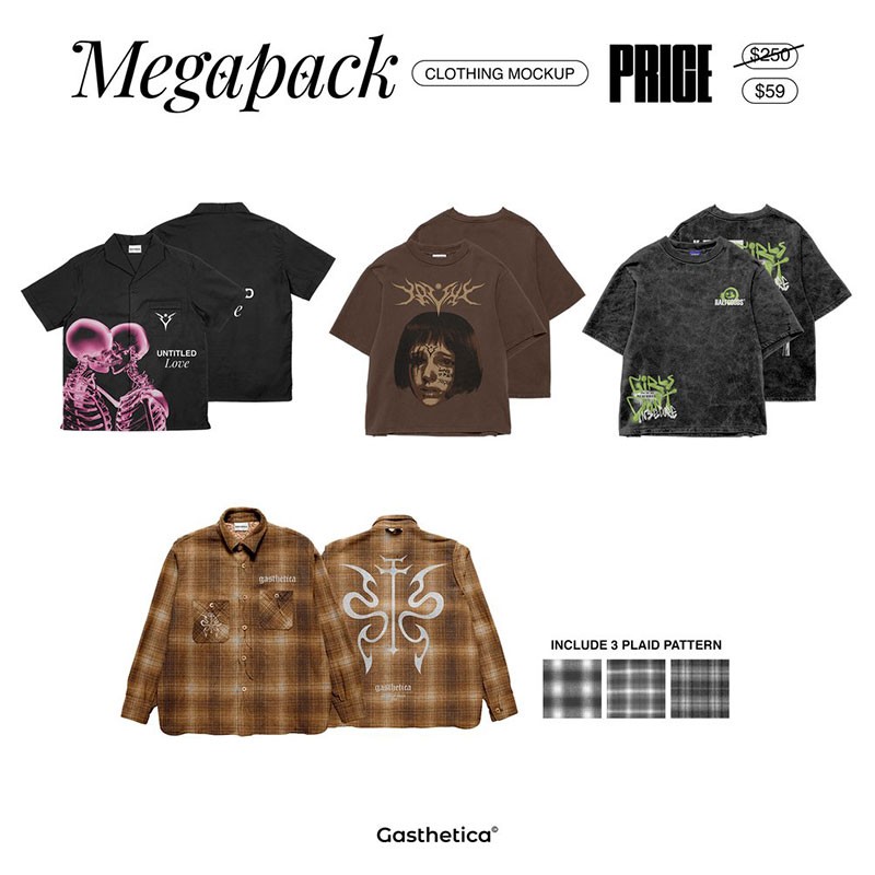 17款潮流服装印花设计展示样机PNG PSD格式 样机素材 sucaiwan.com