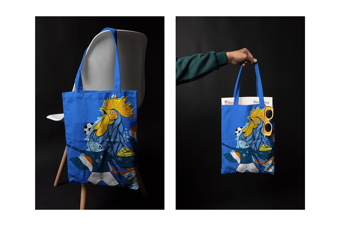 垂直逼真的购物手提袋设计样机 Vertical Realistic Tote Bag Mockup 样机素材 sucaiwan.com