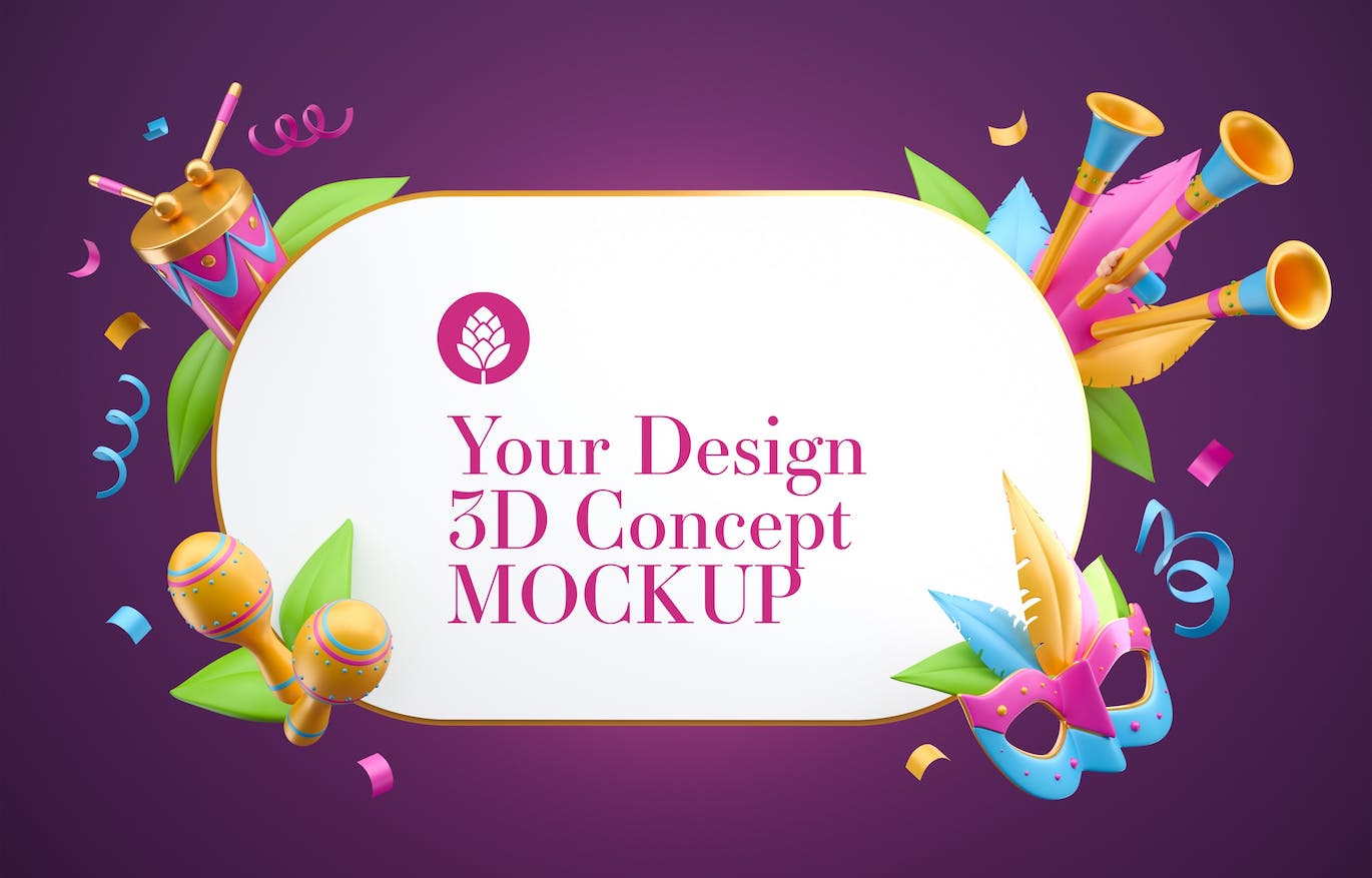 狂欢节元素框架样机图psd素材 Set Carnival Frames Mockup 样机素材 sucaiwan.com