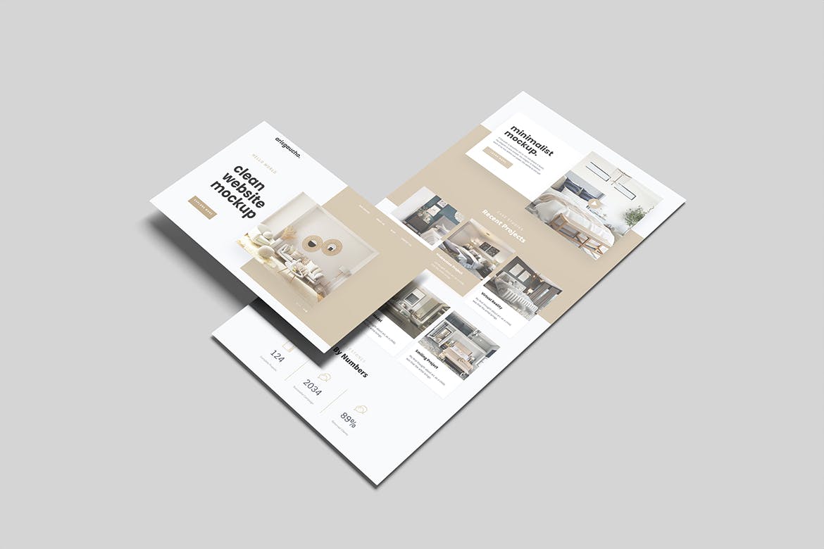 干净的网站页面UI样机 Clean Website Pages Mockup 样机素材 sucaiwan.com