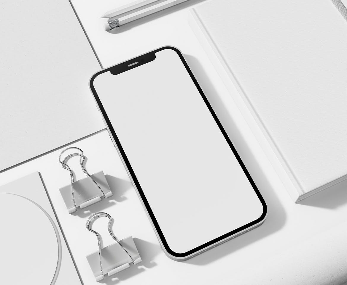 品牌手机&办公文具套装样机图 Branded Stationery Set Mockup 样机素材 sucaiwan.com