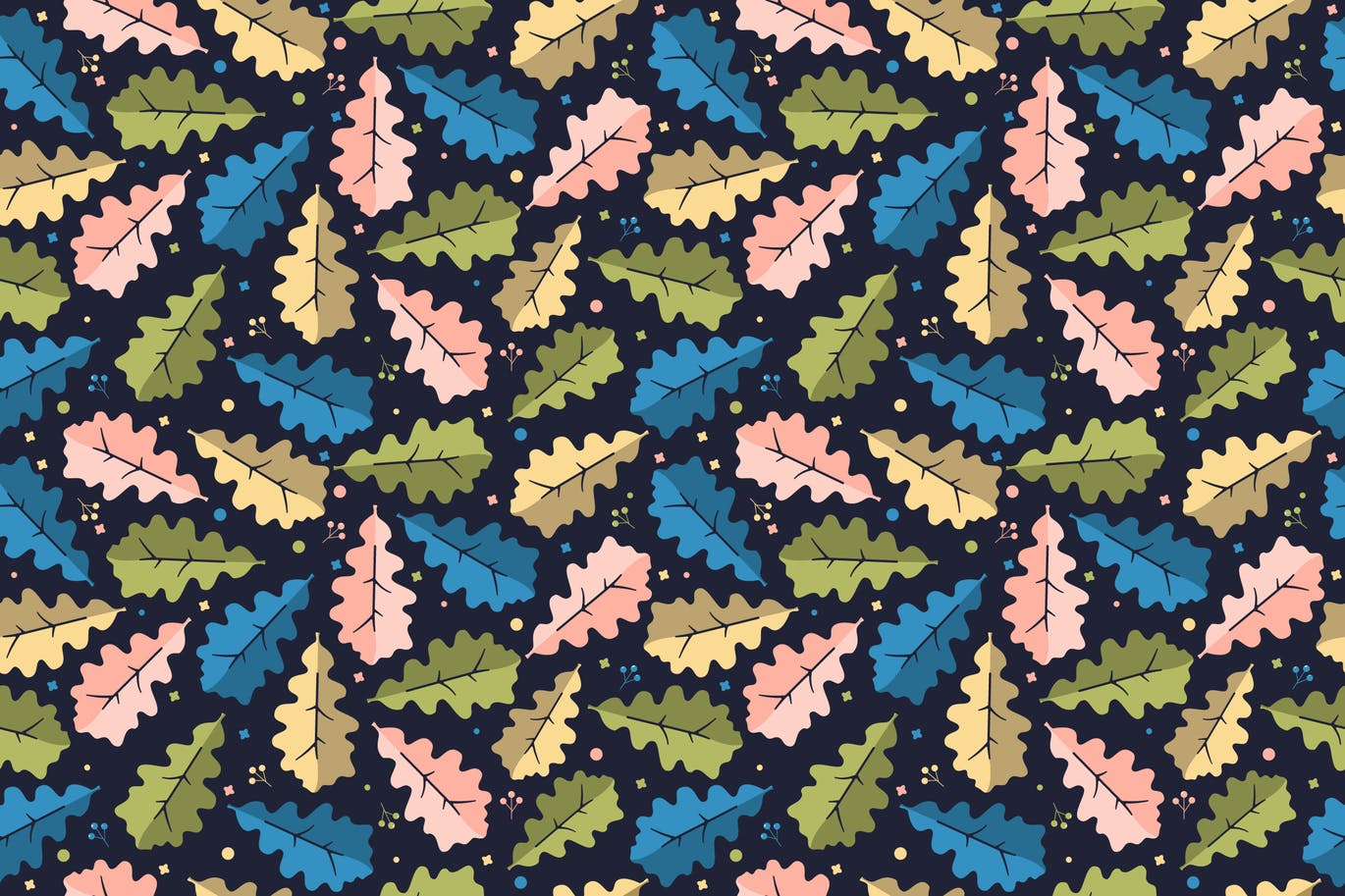 橡树叶子无缝图案矢量背景素材 Oak Leaf Pattern 图片素材 sucaiwan.com