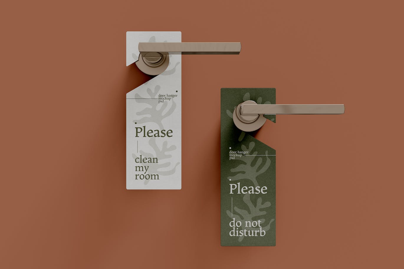 门挂门把手标签广告样机图psd模板 Door Hanger Mockup 样机素材 sucaiwan.com