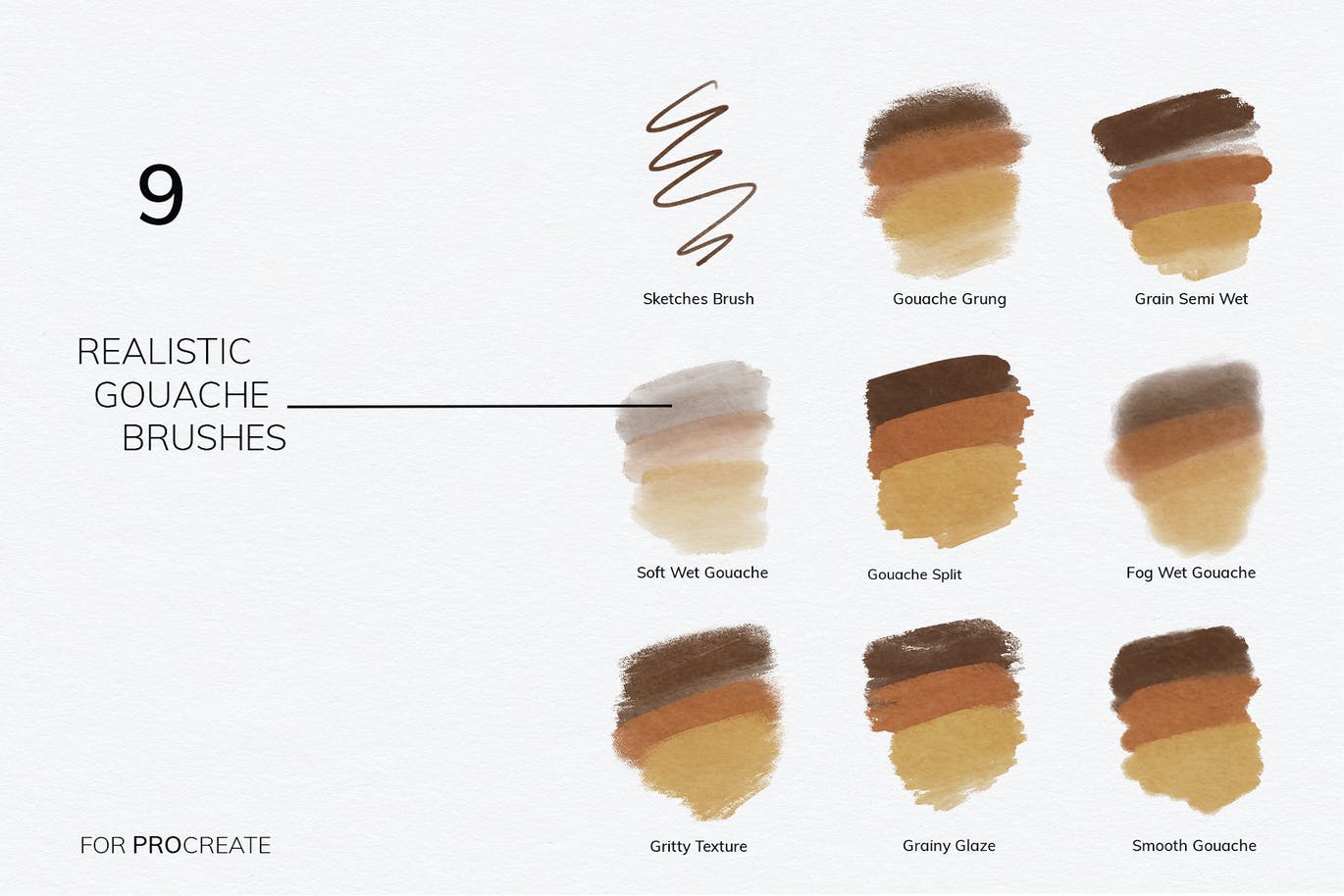 水粉Procreate笔刷素材 Procreate Gouache Brush set 笔刷资源 sucaiwan.com