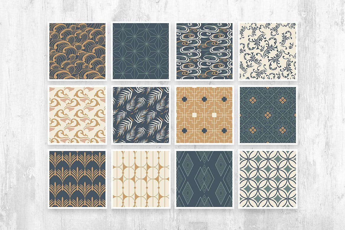 亚洲风格无缝装饰艺术图案v2 Asian Deco Vol.2 : Seamless Art Deco Pattern 图片素材 sucaiwan.com