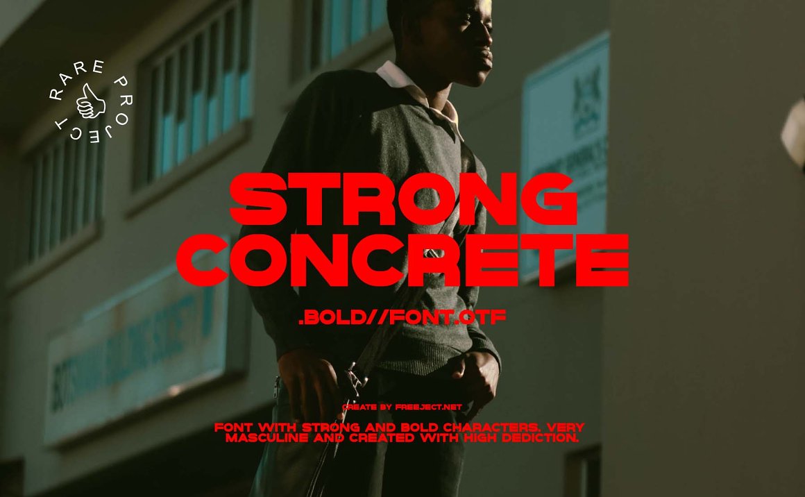 英文字体：现代时尚朋克未来杂志海报标题徽标logo设计无衬线英文字体 strong concrete – display font 设计素材 sucaiwan.com