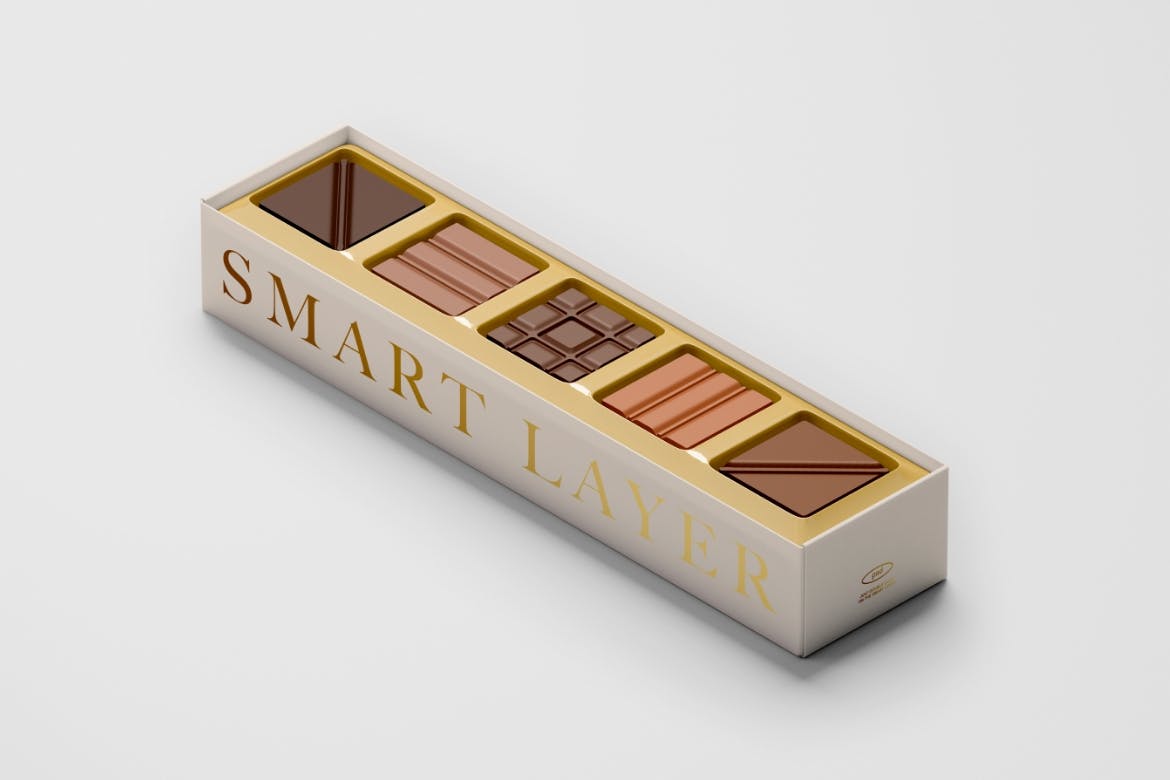 长矩形巧克力礼品盒子样机图psd模板 Chocolate Box Mockup 样机素材 sucaiwan.com