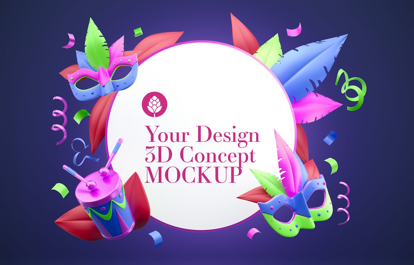 狂欢节元素框架样机图psd素材 Set Carnival Frames Mockup 样机素材 sucaiwan.com