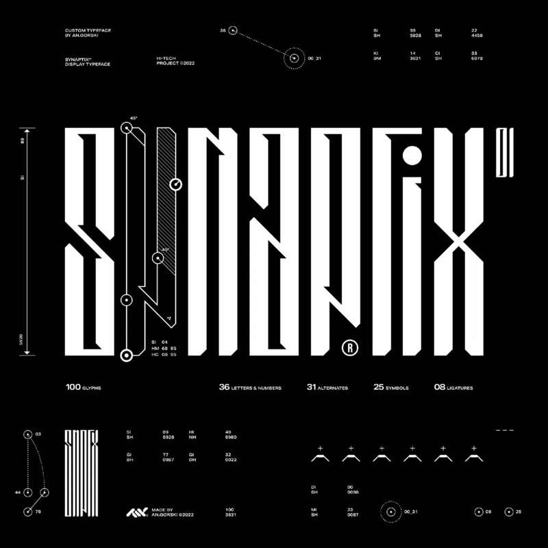 几何创意赛博朋克抽象艺术海报标题排版logo无衬线装饰英文字体 Synaptix 设计素材 第1张-素材湾丨精选海外优质设计素材资源 几何创意赛博朋克抽象艺术海报标题排版logo无衬线装饰英文字体 Synaptix 设计素材 sucaiwan.com