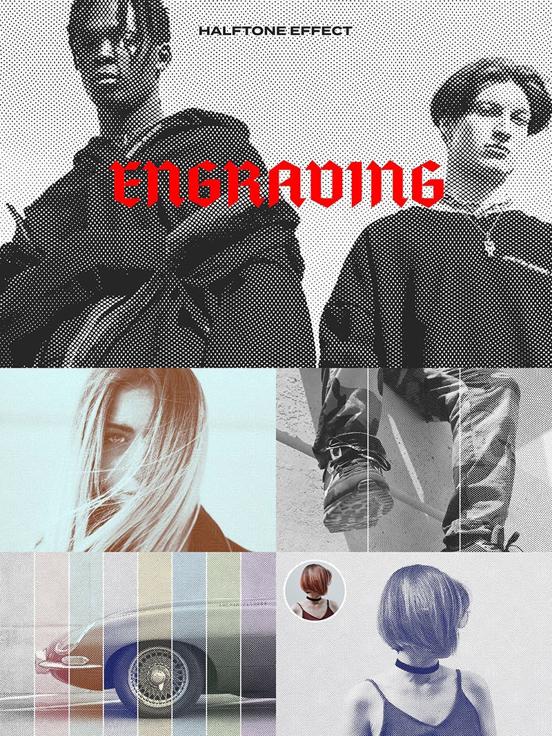 16款波普艺术半色调纹理图层样式PSD 图片素材 sucaiwan.com