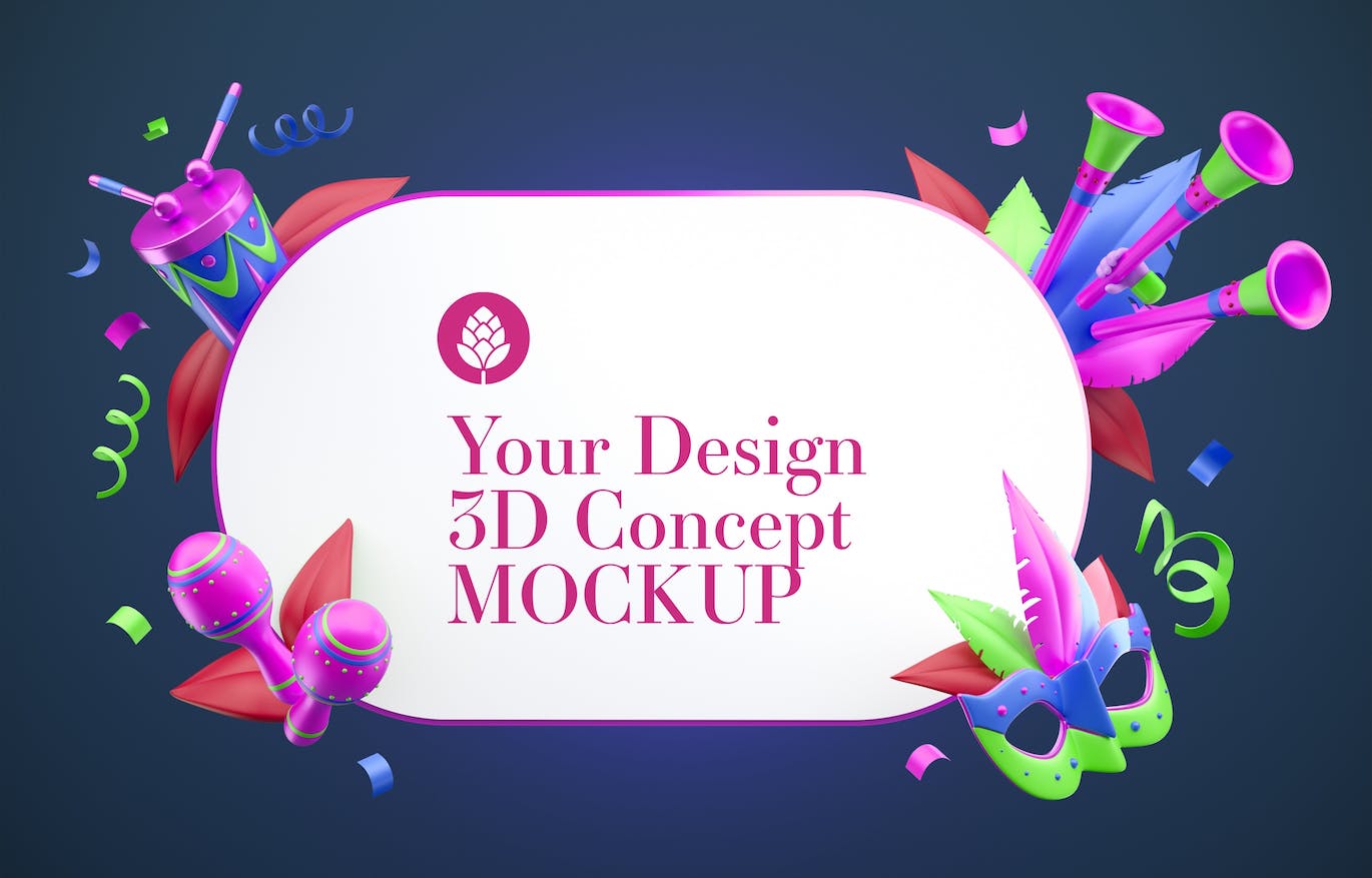 狂欢节元素框架样机图psd素材 Set Carnival Frames Mockup 样机素材 sucaiwan.com