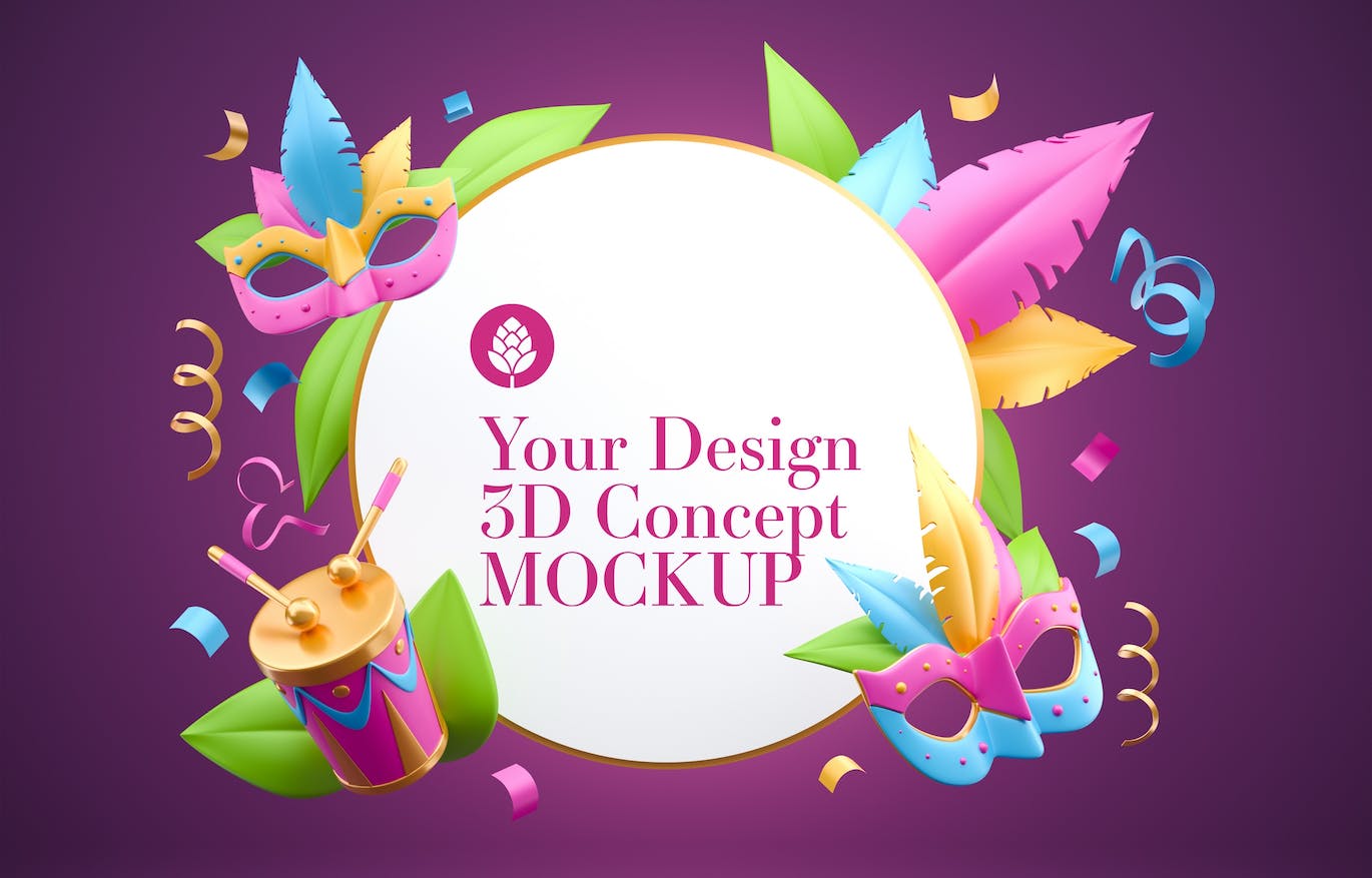 狂欢节元素框架样机图psd素材 Set Carnival Frames Mockup 样机素材 sucaiwan.com