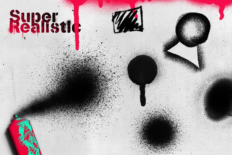 28个逼真涂鸦喷漆PS笔刷套装 笔刷资源 sucaiwan.com