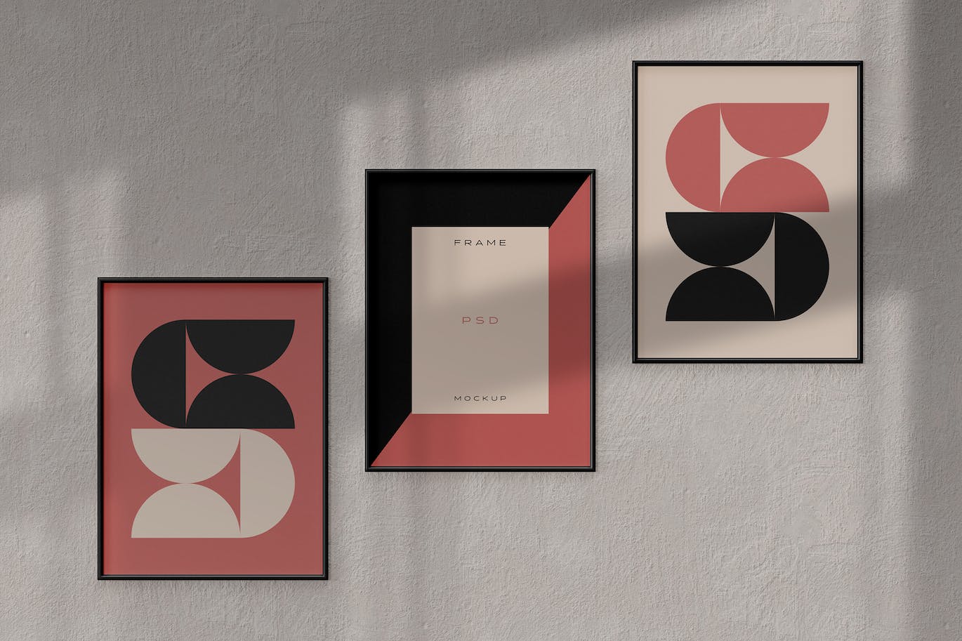 3个阶梯式相框画框样机图psd模板 Frames Mockup 样机素材 sucaiwan.com