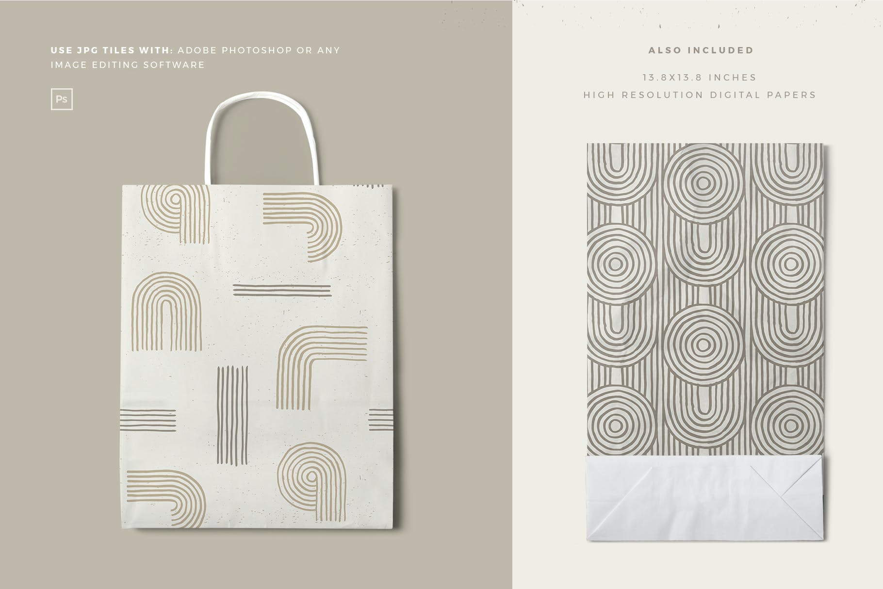 沙禅园几何形状无缝图案 Sand Zen Garden – Seamless Patterns 图片素材 sucaiwan.com