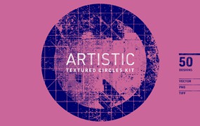 50个艺术圆形纹理套件 Artistic Textured Circles Kit