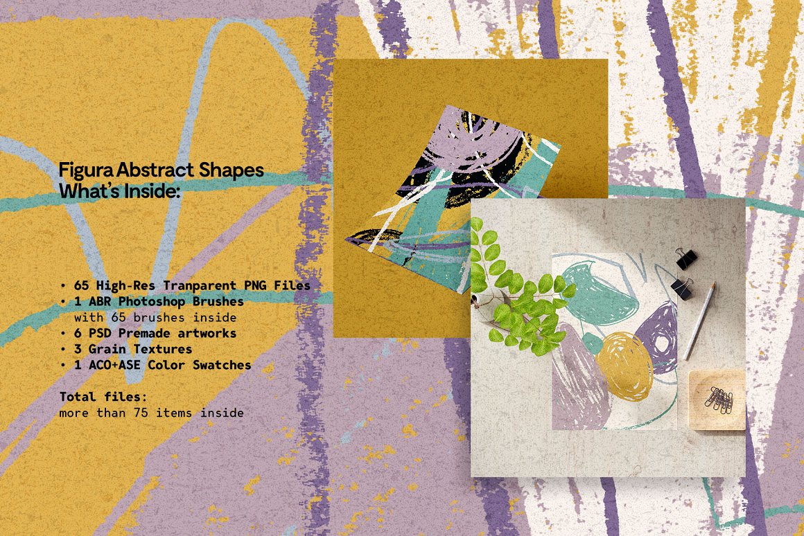 Figurá 75个抽象俏皮粗糙质感墨水画笔粉彩形状笔刷+背景纹理 75 Abstract Shapes + Brushes 图片素材 第2张-素材湾丨精选海外优质设计素材资源 Figurá 75个抽象俏皮粗糙质感墨水画笔粉彩形状笔刷+背景纹理 75 Abstract Shapes + Brushes 图片素材 sucaiwan.com