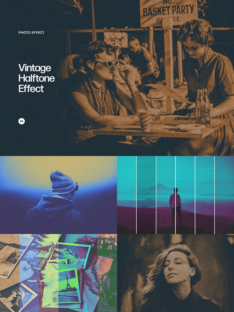 16款波普艺术半色调纹理图层样式PSD 图片素材 sucaiwan.com