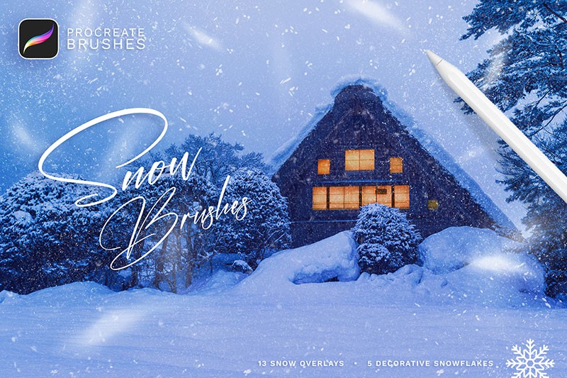 18个逼真下雪效果Procreate笔刷 笔刷资源 sucaiwan.com
