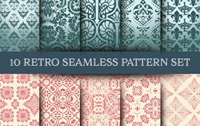 10个复古文化无缝图案背景套件 Set of 10 Pattern