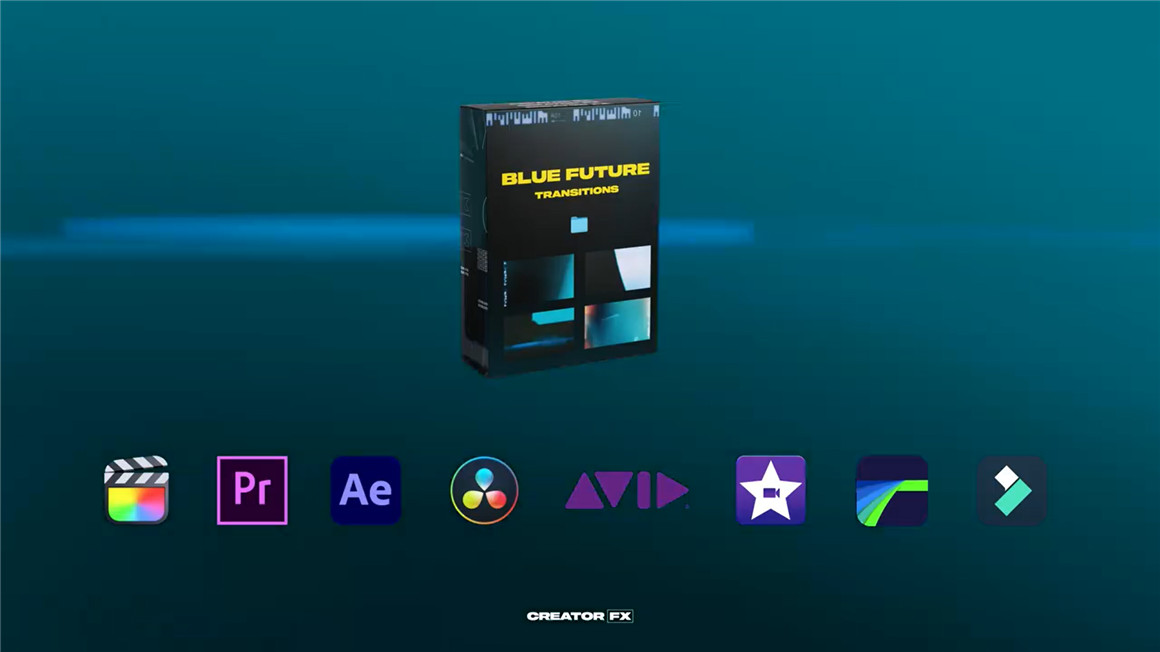 CFX 17个梦幻未来感蓝色画面闪烁4K转场过渡视频素材包 Blue Future Transitions 影视音频 sucaiwan.com