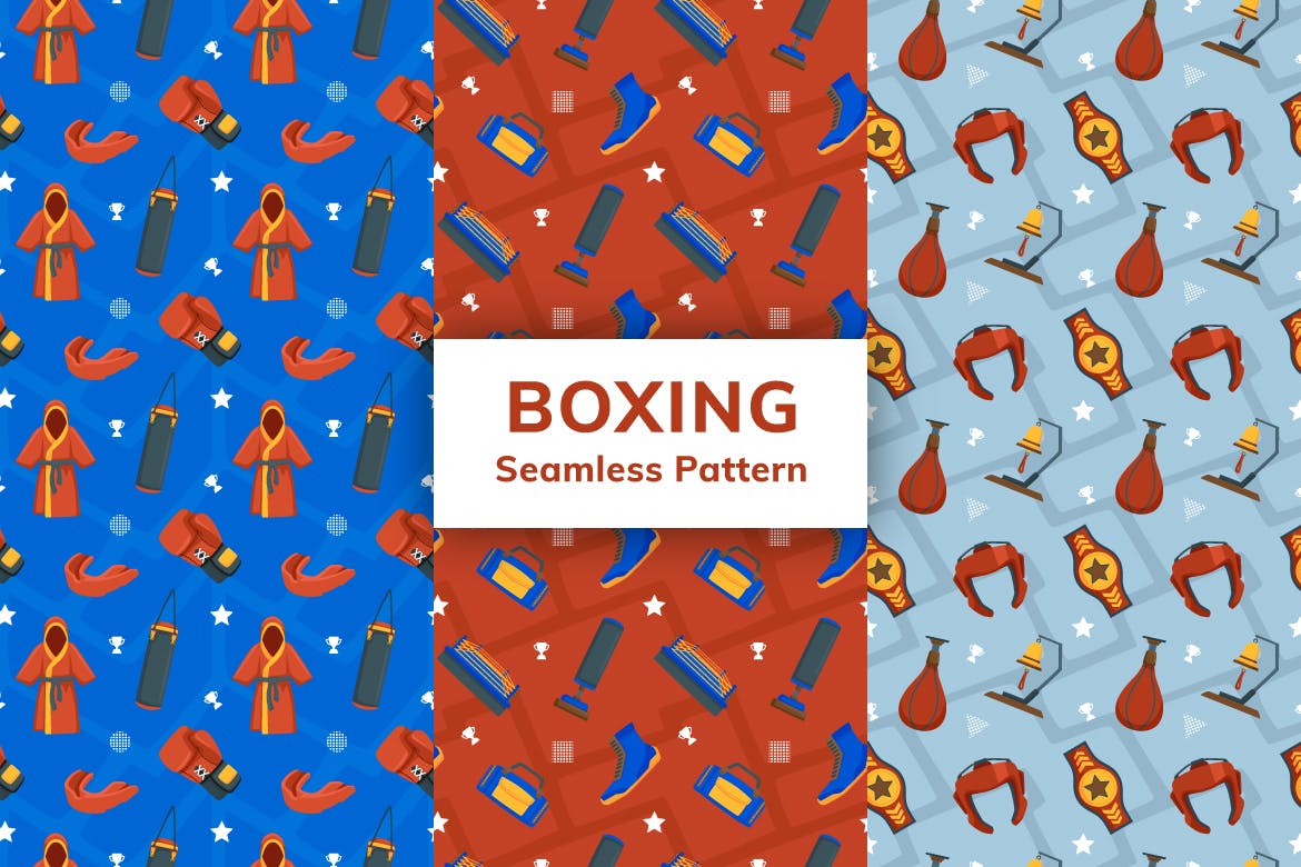 拳击装备无缝图案 Boxing Seamless Pattern 图片素材 sucaiwan.com