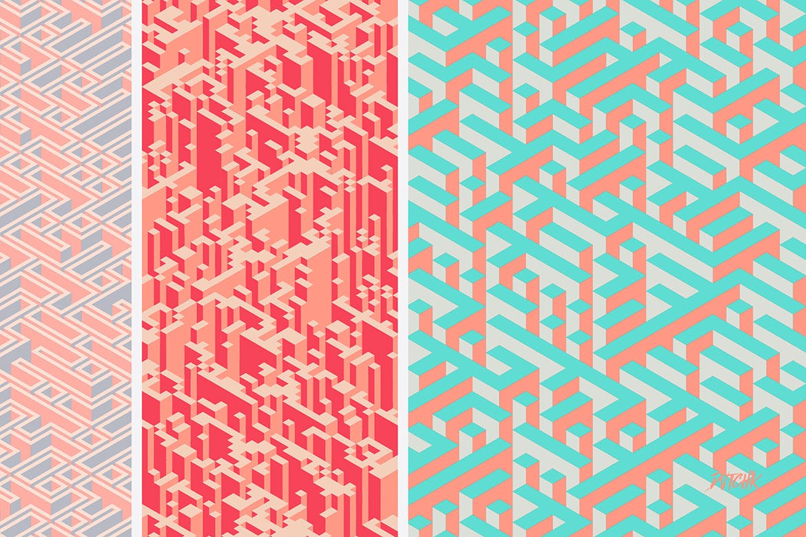 彩色等距矢量迷宫背景 Isometric | Vector Backgrounds 图片素材 sucaiwan.com