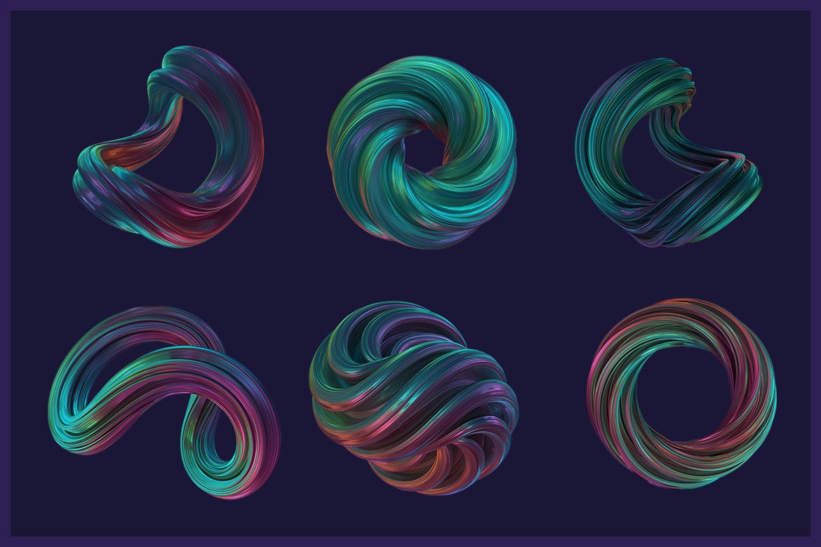 扭曲形状抽象3D渲染多彩背景 Abstract 3D Rendering of Twisted Shapes – Colorful 图片素材 sucaiwan.com