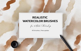 写实水彩PS笔刷素材 Realistic watercolor brushes – PS